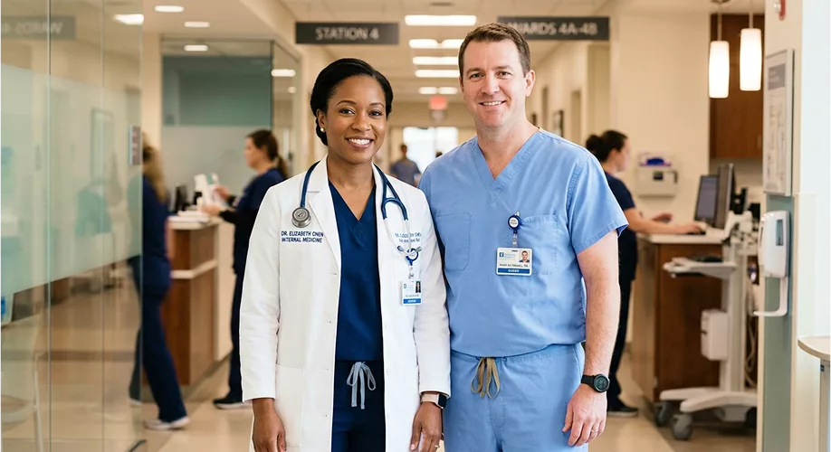 Medical and healthcare scrubs and lab coats
