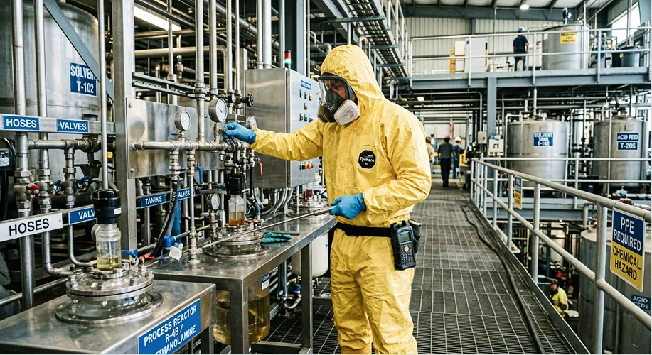 PPE safety footwear helmets and chemical protection